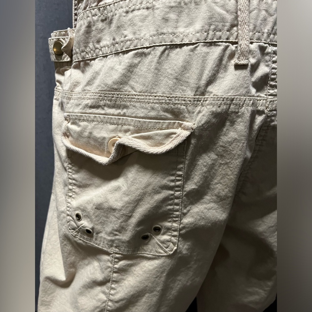 Announcements Maternity tan short overalls - sz L - Picture 9 of 10